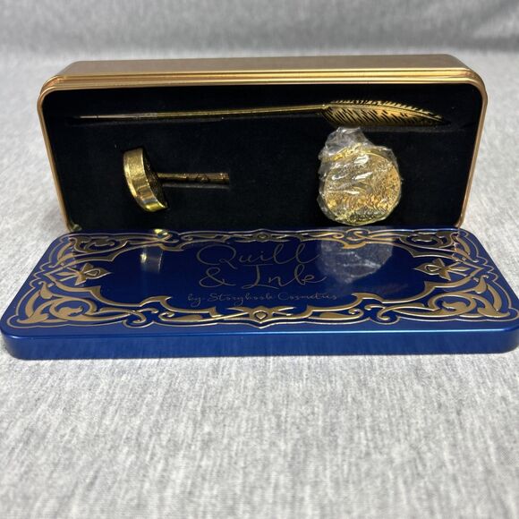 Storybook Cosmetics Quill & Ink Eyeliner Set NEW in Tin - Black with Tools - Picture 6 of 16